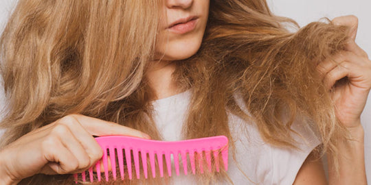 Girl Combing Dry And Frizzy Hair 