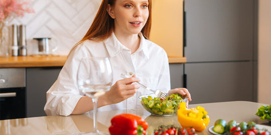 Woman Eating Fruits And Vegetables