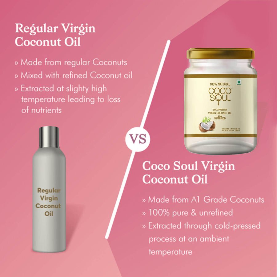 regular vs natural virgin coconut oil 500ml jar