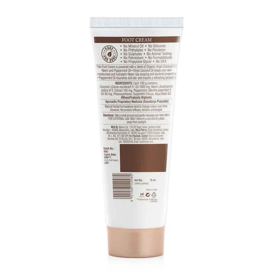 [SALE] Foot Cream | With Coconut, Neem & Ayurveda | Silicones, Mineral Oil, Paraben & Sulphate Free | Vegan | 75ml