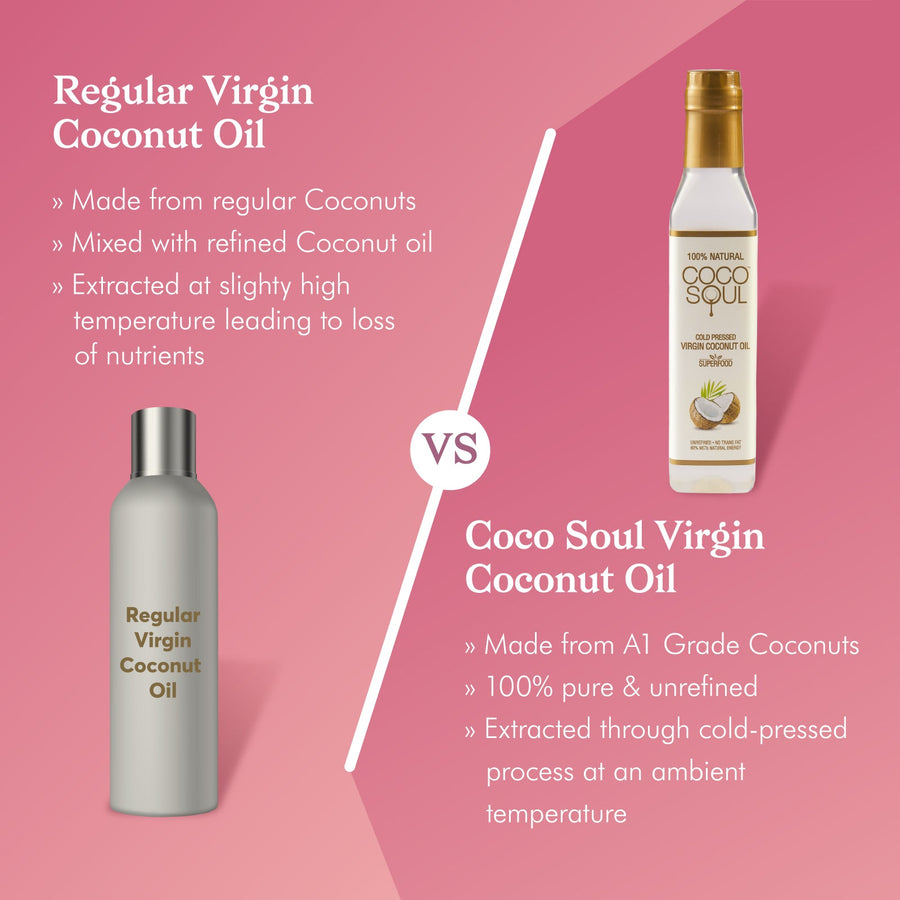 regular vs natural virgin coconut oil 250ml
